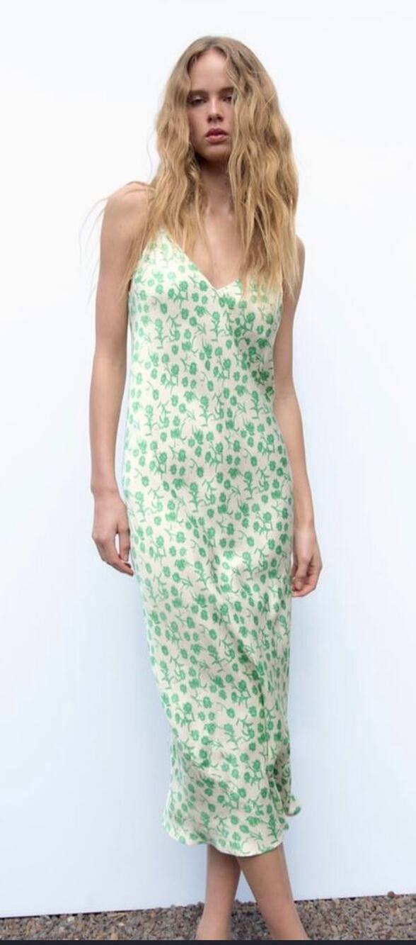 Brand new with tags ZARA green floral slip dress size xs